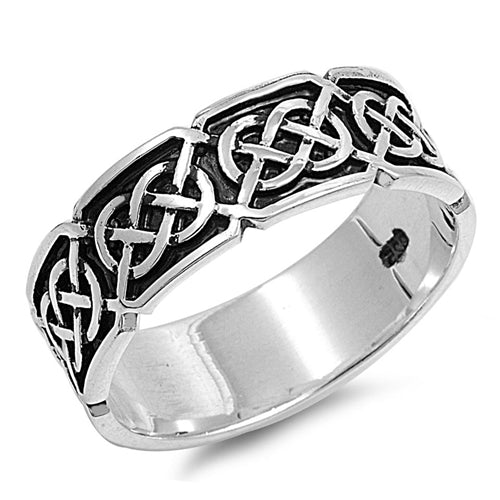His Hers Wedding Set Black Diamond CZ Celtic Claddagh Bridal Couples Engagement Rings