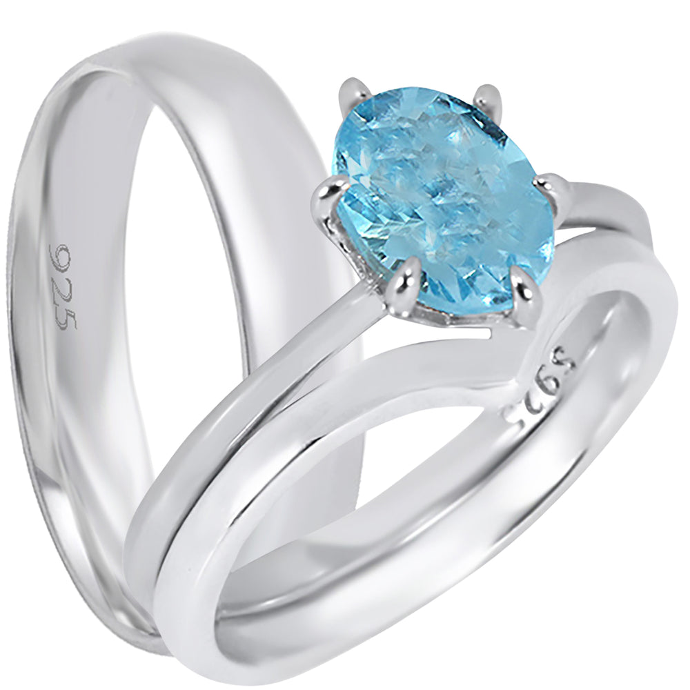 His Her Wedding Set TRIO Couples Wedding Engagement Rings Bands Set Him Her