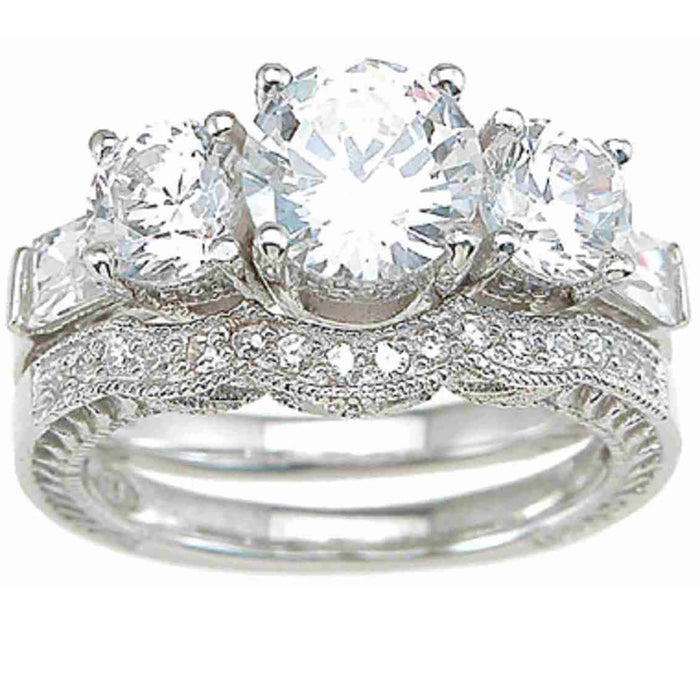 His and Hers Vintage Wedding Rings Set Sterling Silver Titanium Wedding Rings Him Her