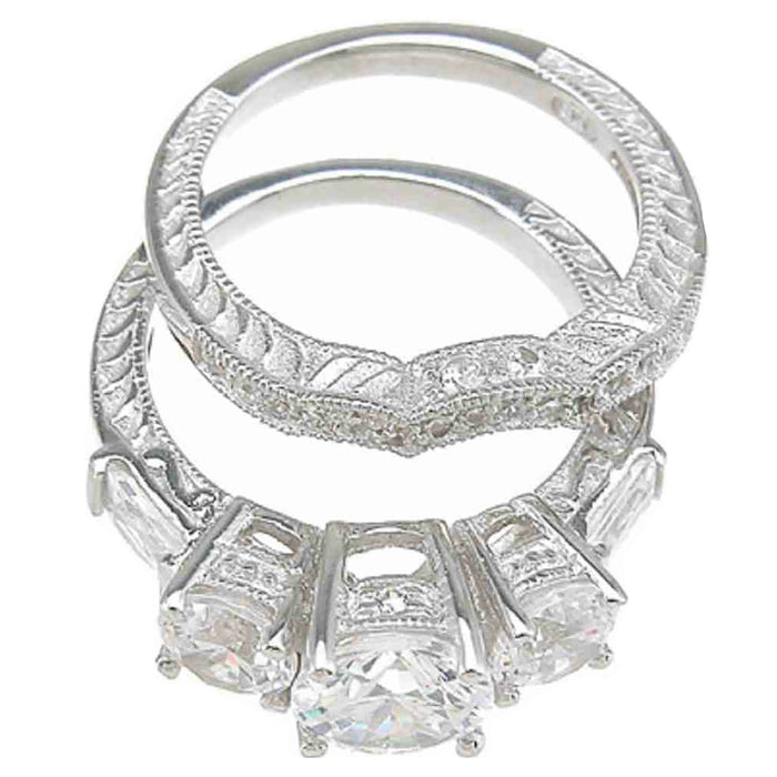 His and Hers Vintage Wedding Rings Set Sterling Silver Titanium Wedding Rings Him Her