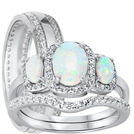 His and Her Sterling Silver Wedding Rings Set