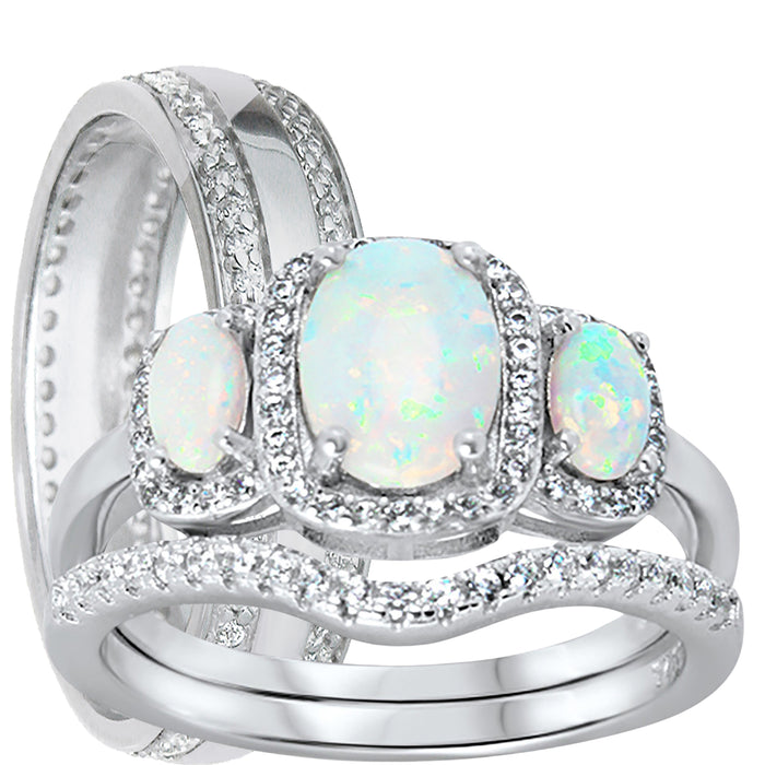 His and Her Sterling Silver Wedding Rings Set