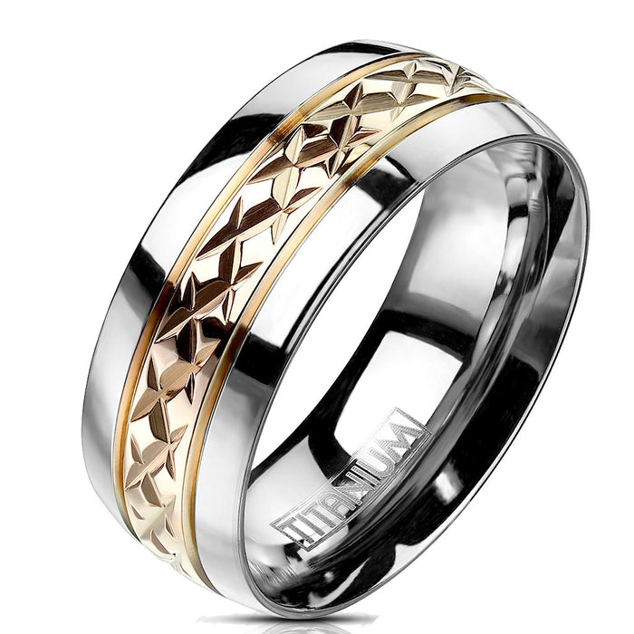 His Her Wedding Ring Set 3 PCS TRIO Silver Titanium Couples Bands