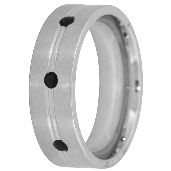 His and Her TRIO Wedding Set Black Wedding Rings for Women and Men
