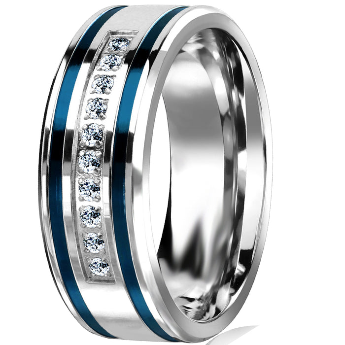 His and Her Simulated Blue Simulated Sapphire Wedding Engagement Rings Set