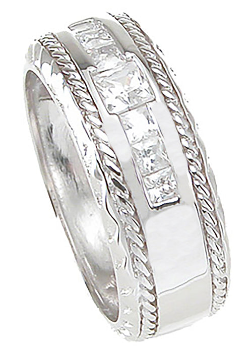 His Her Simulated Blue Simulated Sapphire Wedding Engagement Ring Set