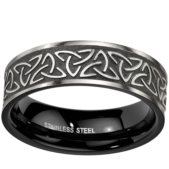 His Hers Wedding Set Black Diamond CZ Celtic Claddagh Bridal Couples Engagement Rings