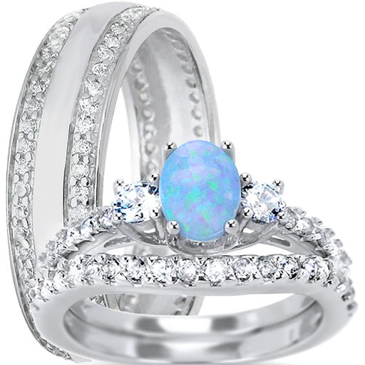 His and Her Sterling Silver Wedding Rings Set