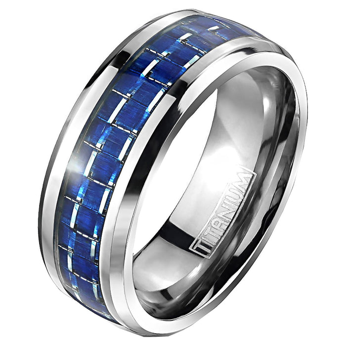 His Her Wedding Ring Set Simulated Sapphire Blue Silver Titanium for Women Men