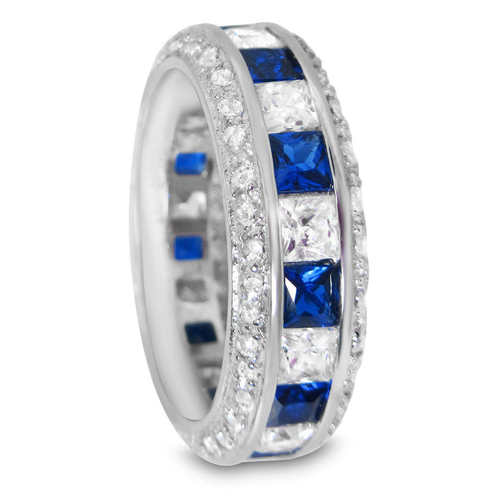 His Her Sterling Silver TRIO Wedding Rings Set