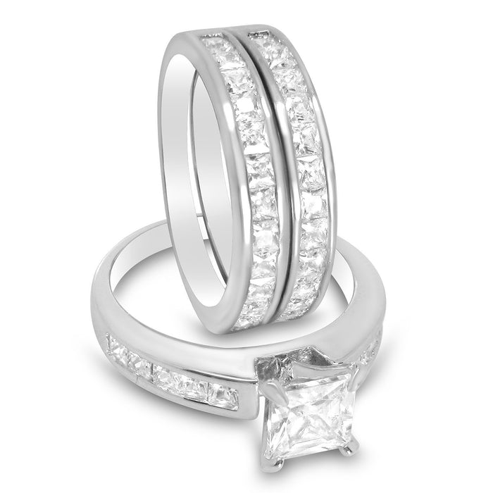 His Her TRIO Wedding Rings Set Him Her