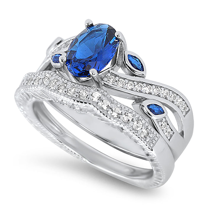 His and Her Wedding Ring Set TRIO 3PCS Silver Rings for Him Her