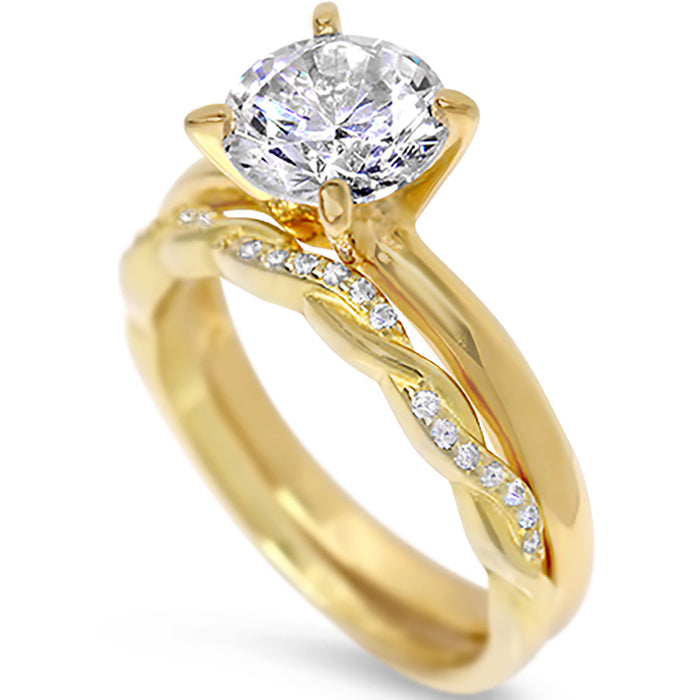 Wedding Trio Ring Set His & Her Round Cut Simulated Diamond 14k Yellow Gold Plated Her 10 Him 10
