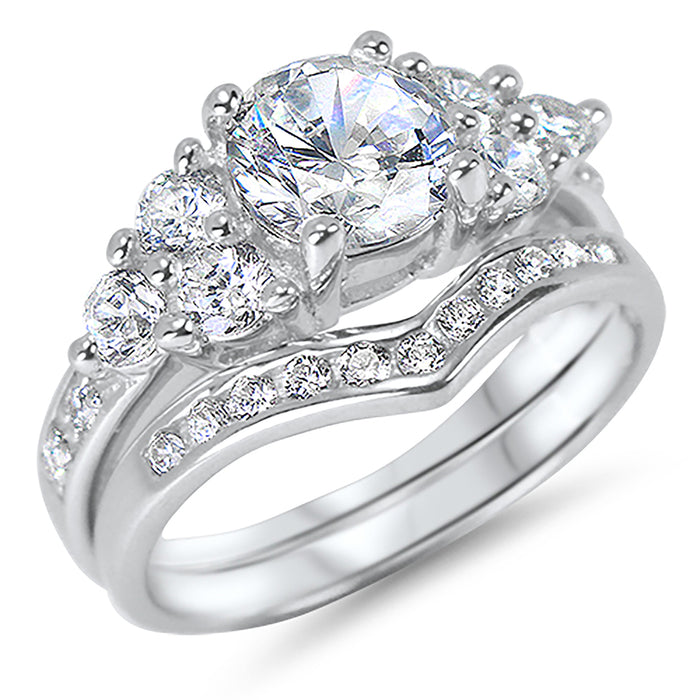 Sterling SilverHis and Her Wedding Ring Set TRIO Matching Couples Engagement Rings for Him Her
