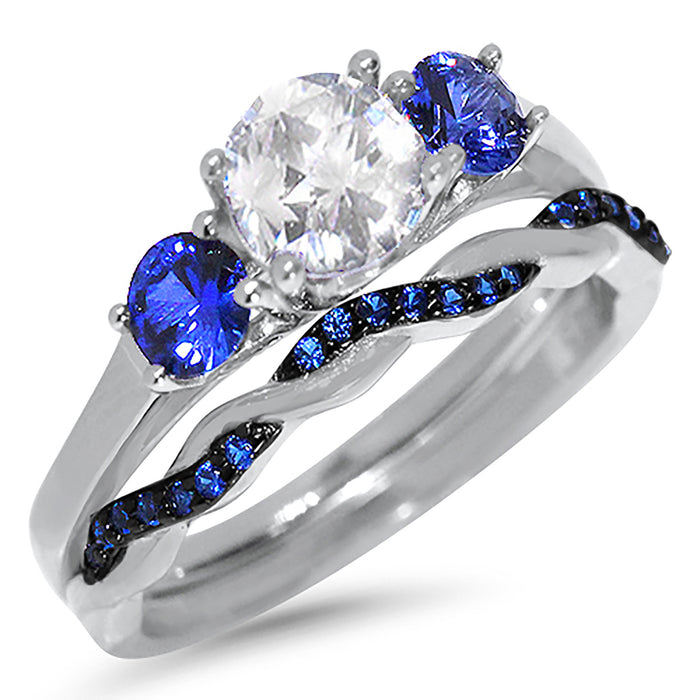 Silver His Hers Wedding Ring Set TRIO Matching Rings for Him Her Sizes 10/15