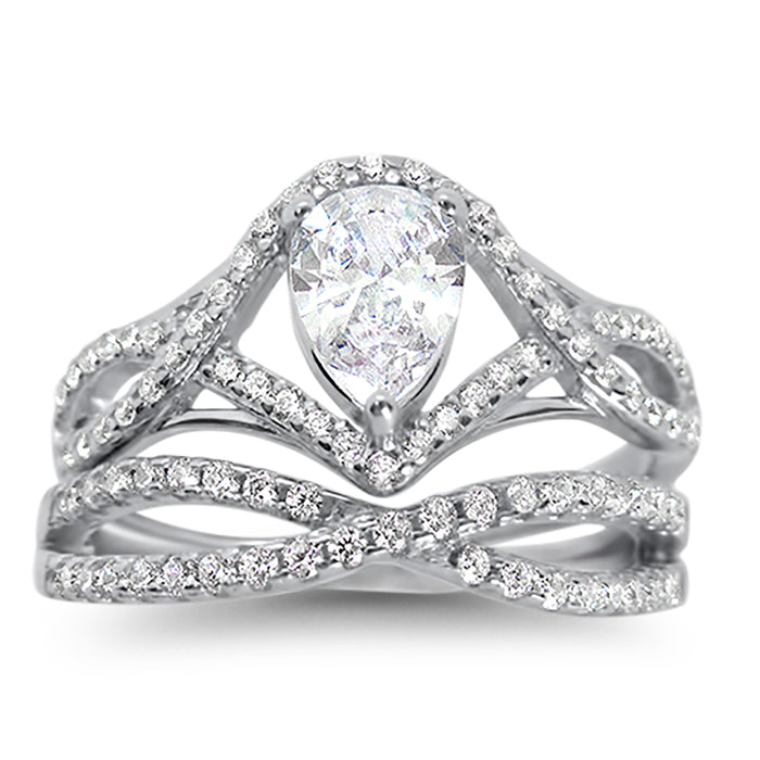 His Her Silver Black Titanium TRIO Wedding Set
