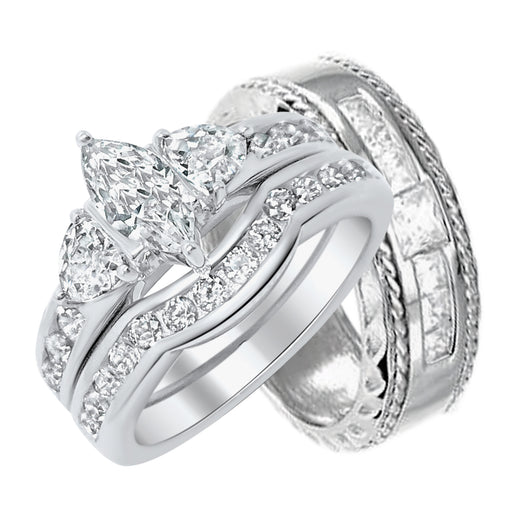 His and Her Silver Wedding Rings
