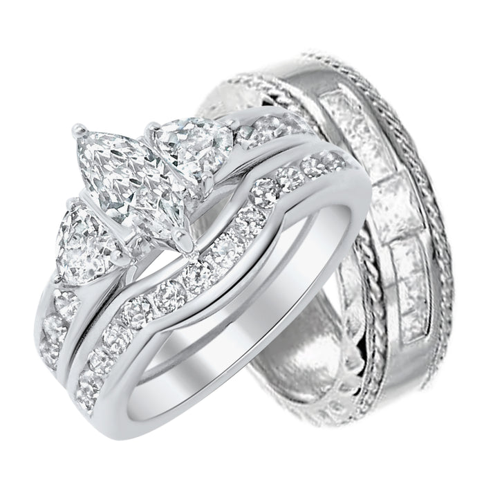 His and Her Silver Wedding Rings