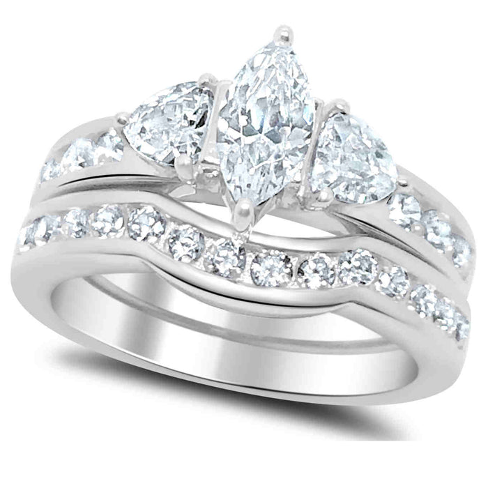 His and Her Sterling Silver Wedding Set