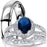 His and Her Blue Sapphire Sterling Silver Titanium Wedding Ring Set