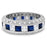 His Her Wedding Rings Set in Sterling Silver Blue Sapphire Halo Bridal Set with Matching Band
