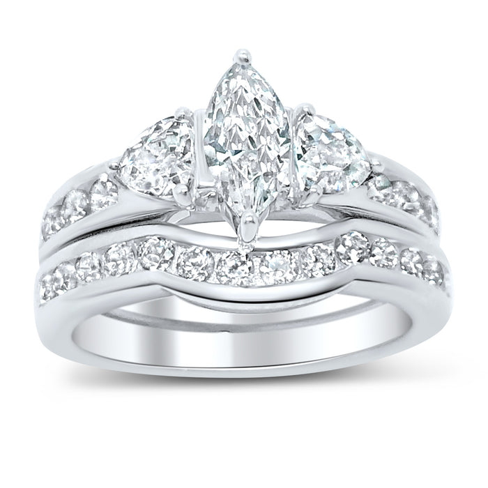 His and Her Sterling Silver Wedding Set