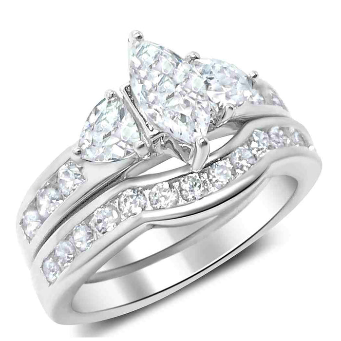 His and Her Sterling Silver Wedding Set