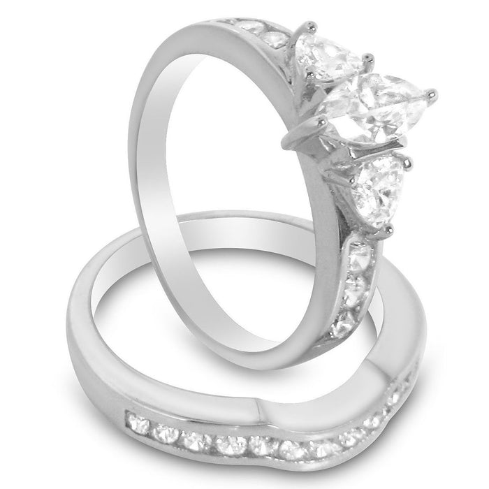 His and Her Sterling Silver Wedding Set