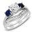 His and Her Wedding Rings Set Silver Bridal Ring Set Black Titanium Wedding Band