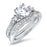 Round Brilliant Three Stone Sterling Silver CZ Wedding Engagement Ring Set for Women
