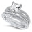 Princess Cut Sterling Silver Vintage CZ Wedding Engagement Ring Set for Women