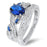 Oval Cut Sterling Silver Blue Sapphire CZ Wedding Engagement Ring Set for Women