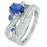 Oval Cut Sterling Silver Blue Sapphire CZ Wedding Engagement Ring Set for Women