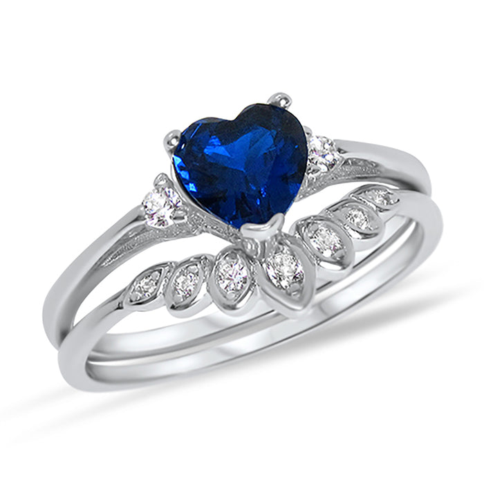 His Her Sterling Silver Steen Wedding Rings Set