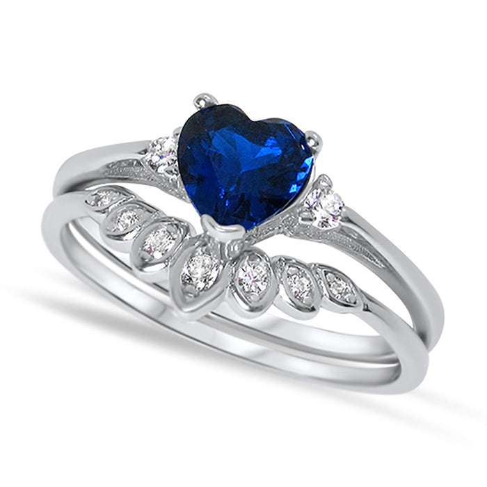 His Her Sterling Silver Steen Wedding Rings Set