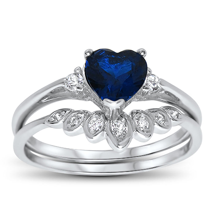 His Her Sterling Silver Steen Wedding Rings Set
