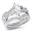 Marquise Cut Sterling Silver Vintage CZ Wedding Engagement Ring Set for Women