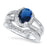 His Her Wedding Ring Set Sapphire Blue CZ Silver Steel Couples Rings Him Her