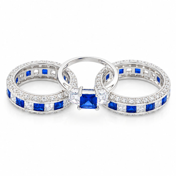 blue cz wedding set view 1