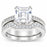 1 Carat Princess Cut CZ Silver Wedding & Engagement Ring Set Size 7