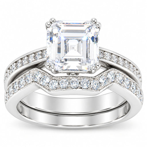 1 Carat Princess Cut CZ Silver Wedding & Engagement Ring Set Size 7