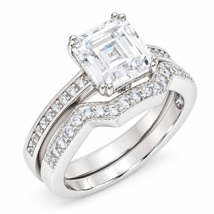 1 Carat Princess Cut CZ Silver Wedding & Engagement Ring Set Size 7