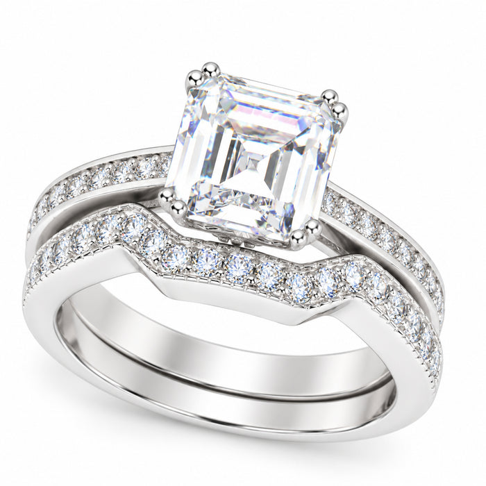 1 Carat Princess Cut CZ Silver Wedding & Engagement Ring Set Size 7