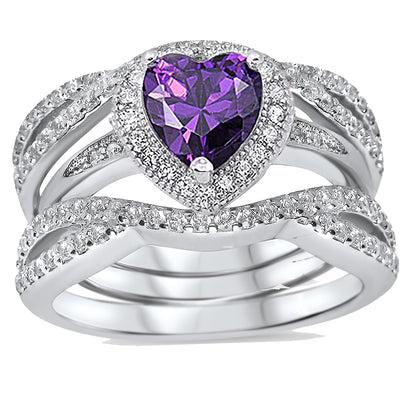 Alternate view of amethyst Vintage Sterling Silver Wedding and Engagement Ring Set | Style 026778M