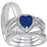 His Her Wedding Ring Set Sterling Silver Sapphire Heart CZ for Men Women