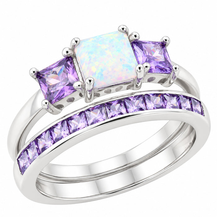 simulated amethyst wedding ring set view 4