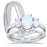 His Her White Opal Sterling Silver TRIO Wedding Ring Set