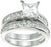 Sterling Silver Princess Cut CZ Wedding Engagement Bridal Ring Set for Women