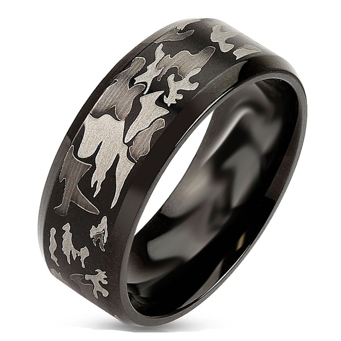 His and Her Black Wedding Ring Set Matching Couples Rings for Women Men