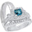 LaRaso & Co Wedding Ring Set His Hers 925 Silver Blue Simulted Topaz Engagement TRIO Set Him Her 6/10